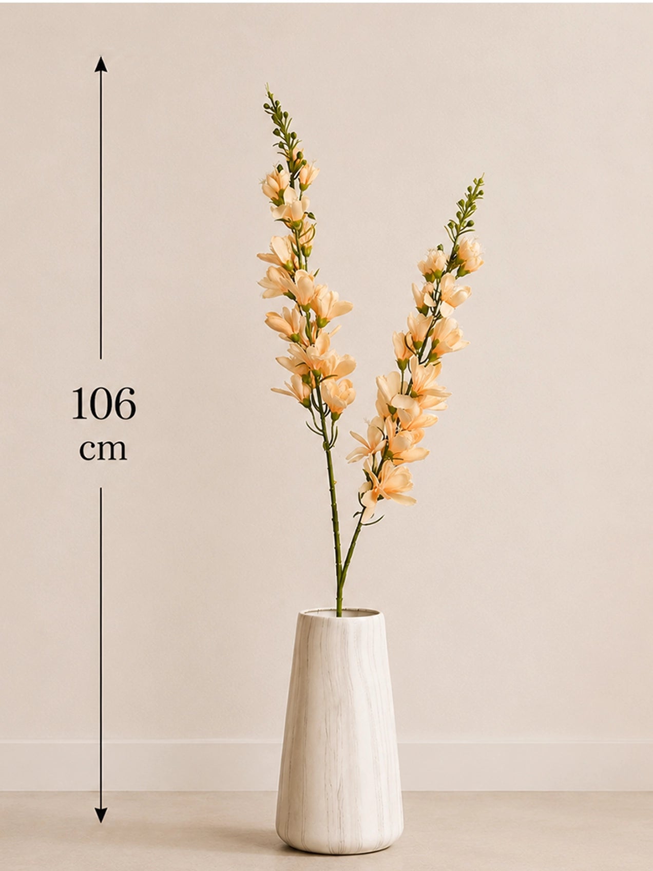 Artificial Orchid Flower Stick | Peach | 106 cm