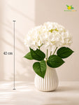 Artificial Hydrangea Flower Bunch | White | 42 cm