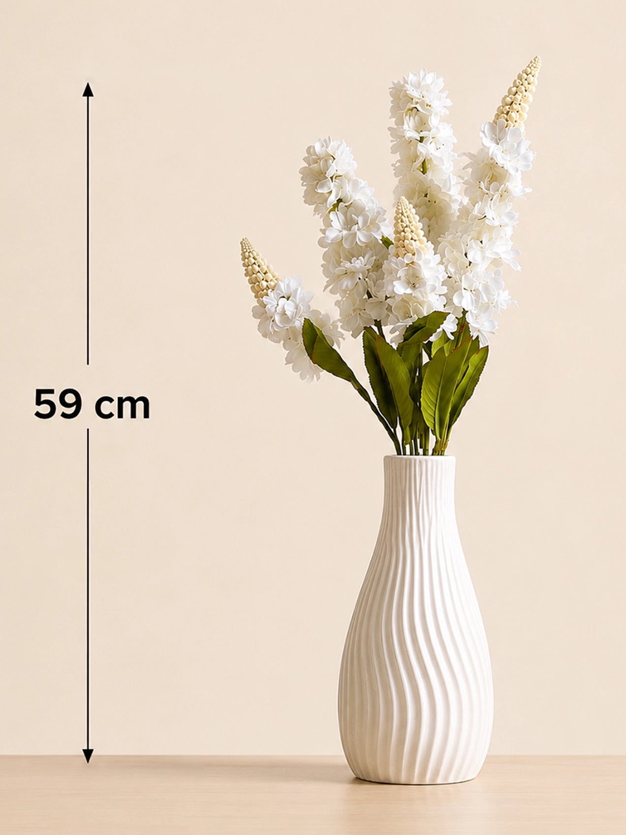 Artificial Snapdragon Flower Bunch | White | 59 cm