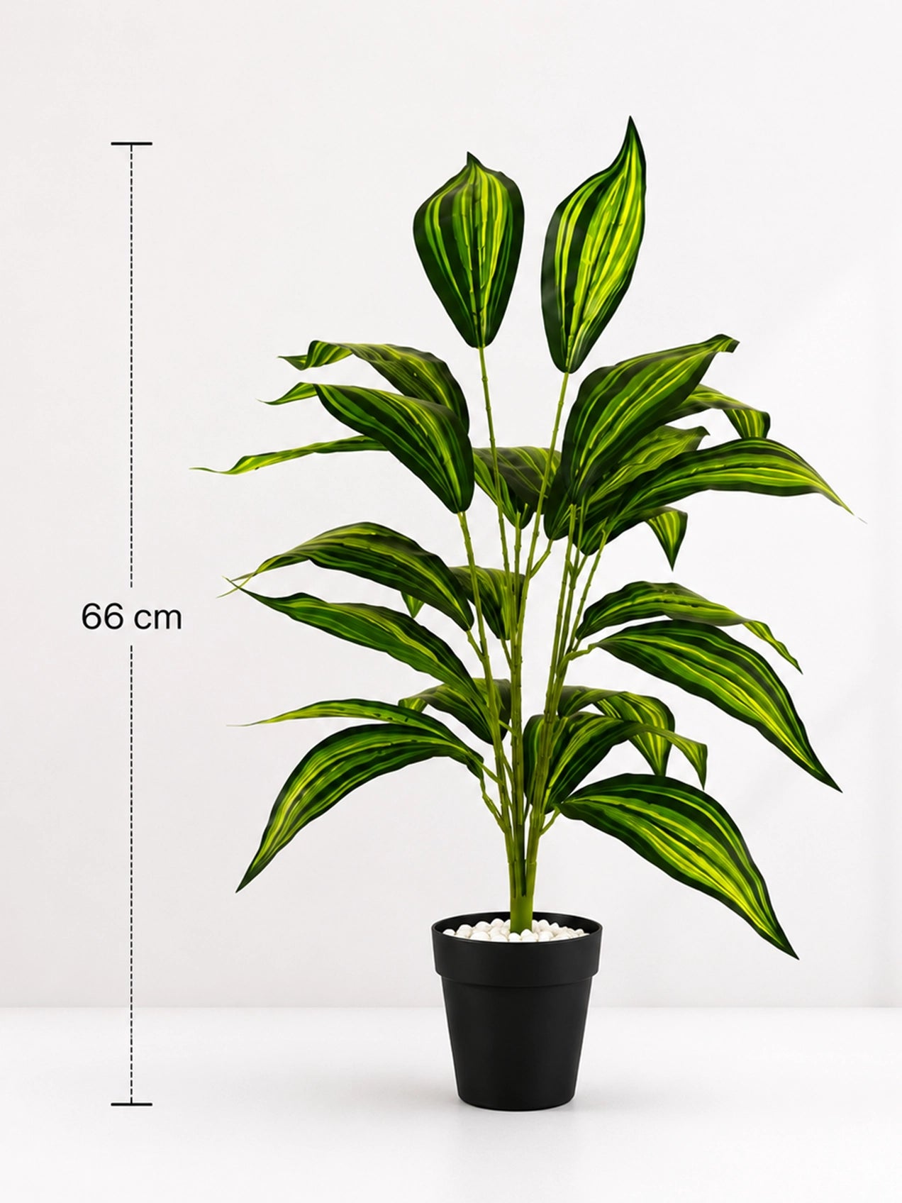 Artificial Cast-Iron Plant | 74 cm | 26 Leaves | With Basic Pot