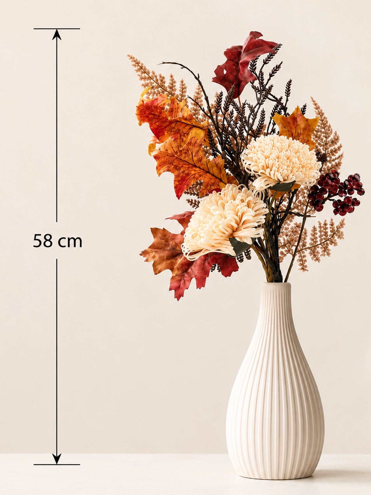 Autumn Essence Faux Dahlia Bouquet | Cream | 58 cm