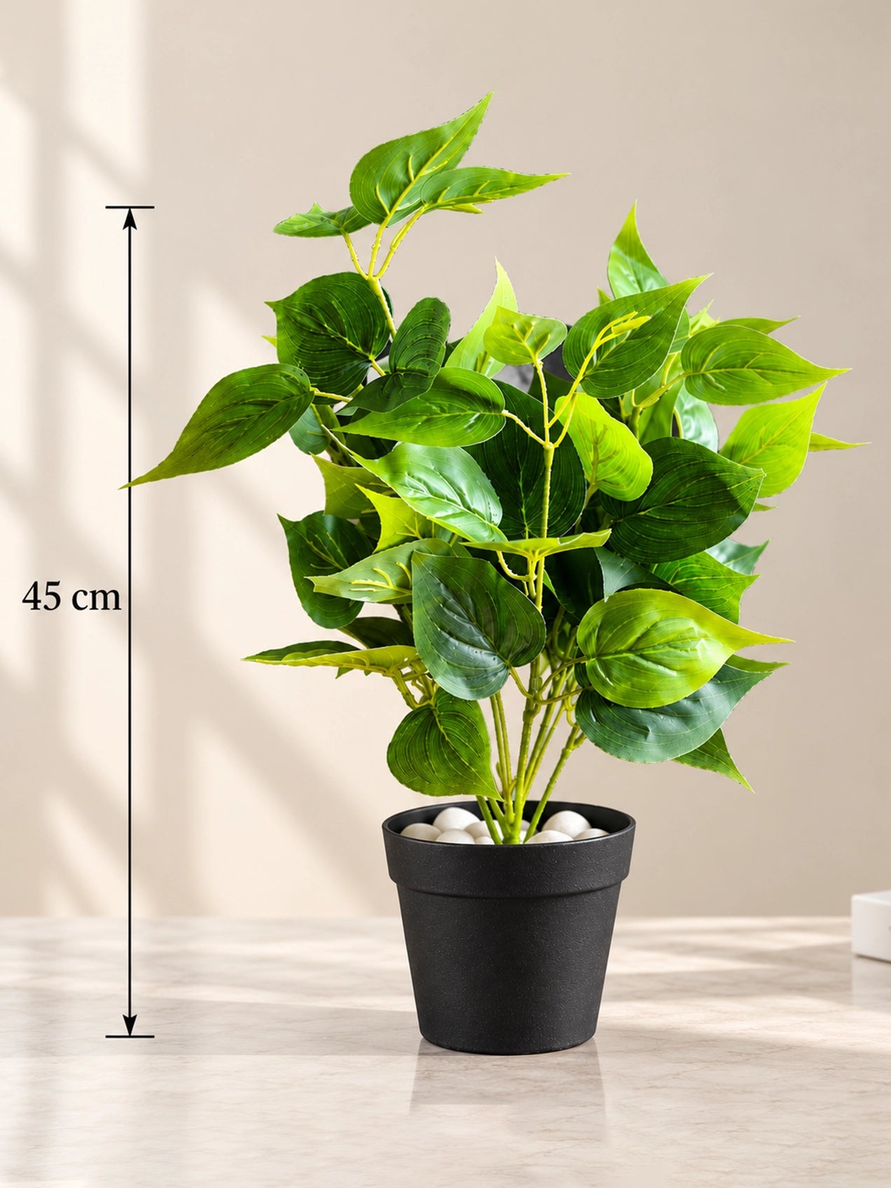 Artificial Jade Pothos Plant | 45 cm | With Basic Black Pot