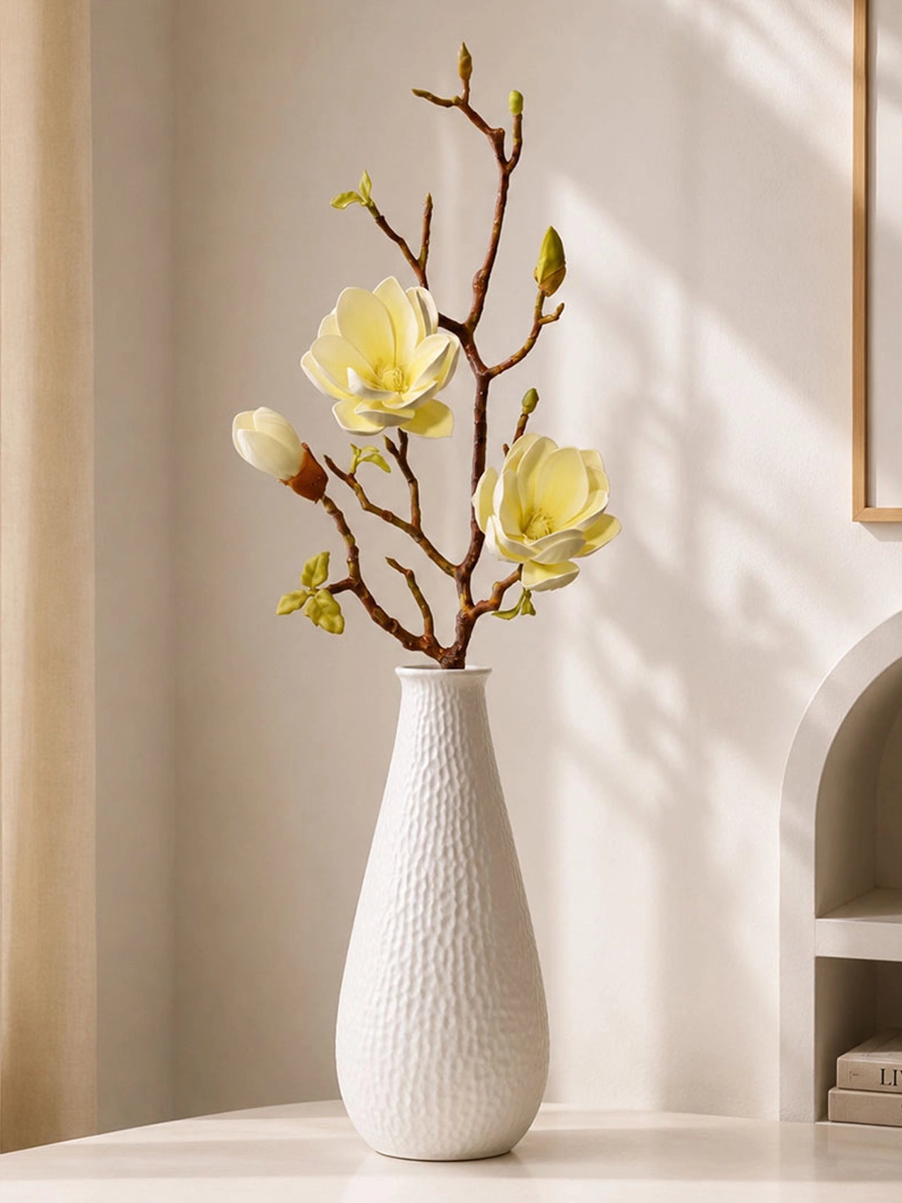 Reed Diffuser & Candle Set with White Magnolia Ikebana