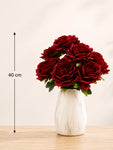 Artificial Rose Flower Bunch | Red | 40 cm