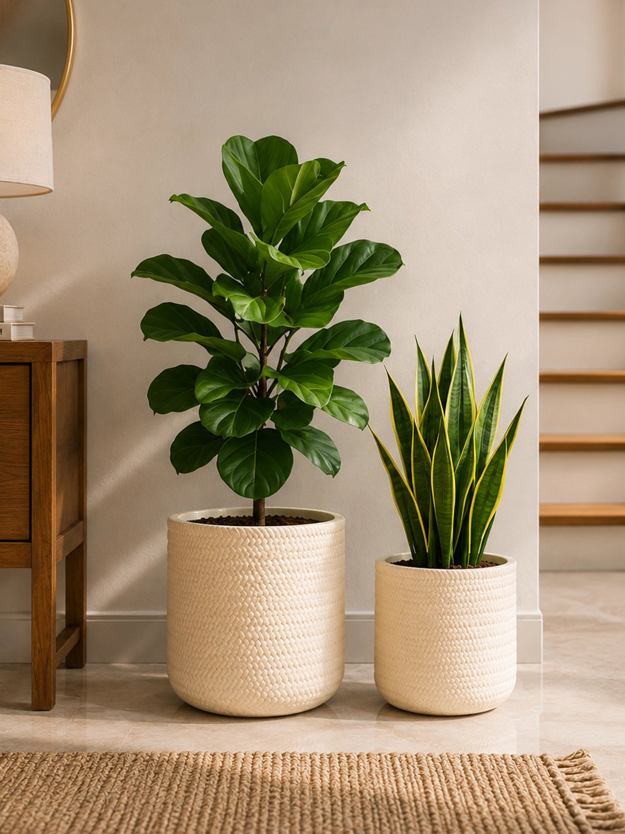 Textured Planter Set | Off White | 30 cm and 24 cm
