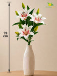 Artificial Lily Flower Stick | Pink & White | 78 cm | Set of 2