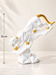 Modern Geometric Panther Sculpture | White | 25 cm