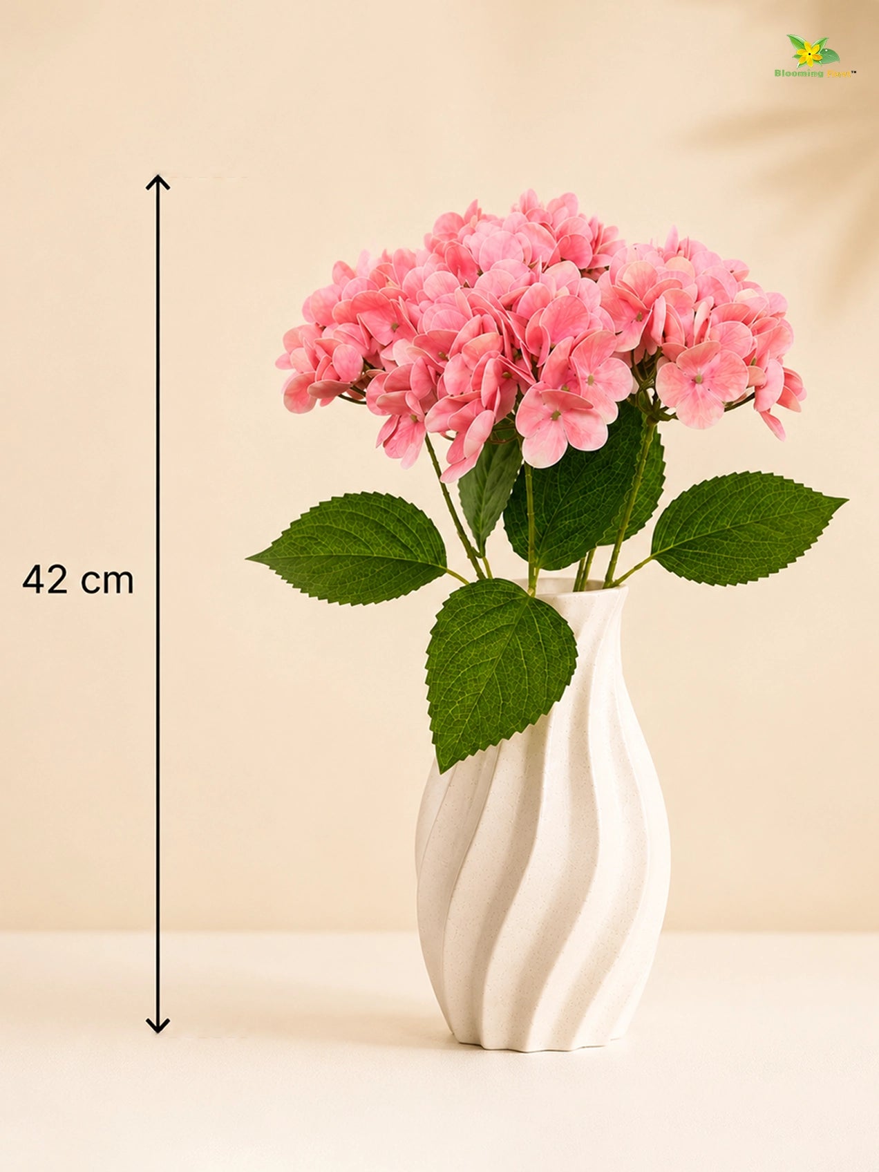 Artificial Hydrangea Flower Bunch | Light Pink | 42 cm