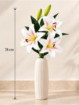 Artificial Lily Flower Stick | White & Yellow | 88 cm | Set of 2