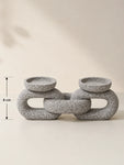 Stone Dual Candle Holder | Grey | 20 cm