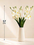 Artificial Cymbidium Orchid Flower Bunch | White | 57 cm