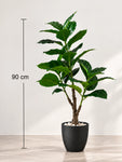 Artificial Jungle Velvet Plant | 90 cm | 33 Leaves | With Basic Pot