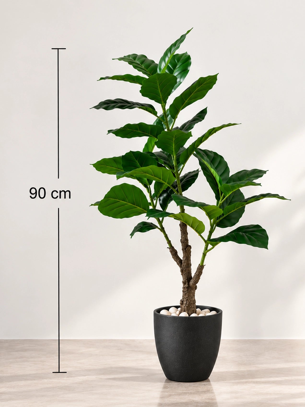 Artificial Jungle Velvet Plant | 90 cm | 33 Leaves | With Basic Pot