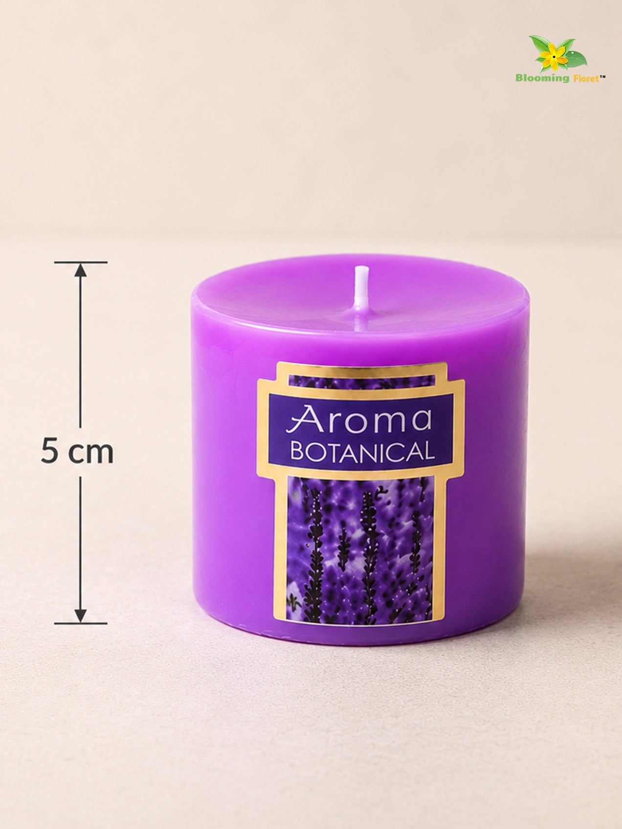 Lavender Scented Pillar Candles | 5 cm | Set of 2, 6 Pcs