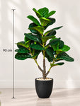 Artificial Fiddle-Leaf Fig Plant | 90 cm | 33 Leaves | With Basic Pot