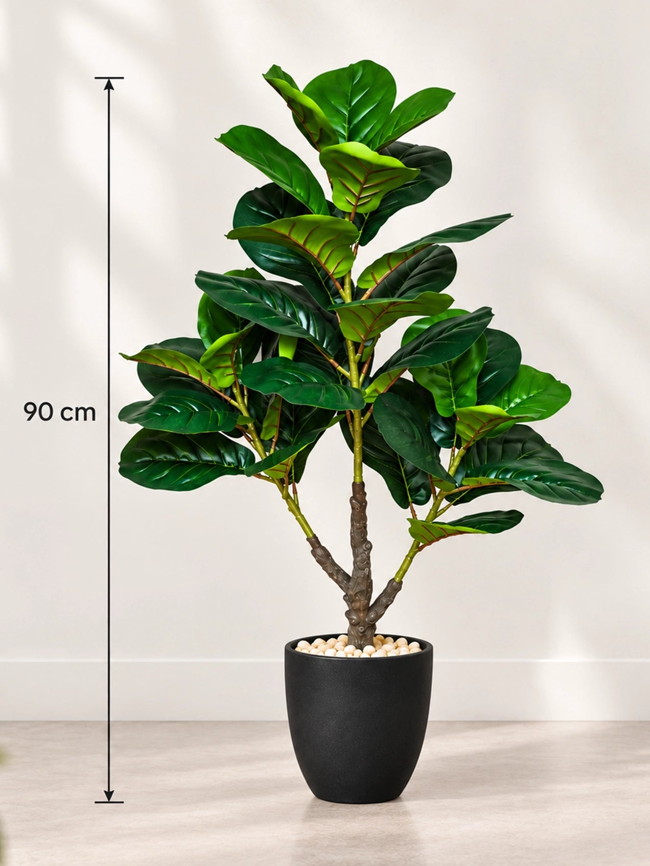 Artificial Fiddle-Leaf Fig Plant | 90 cm | 33 Leaves | With Basic Pot