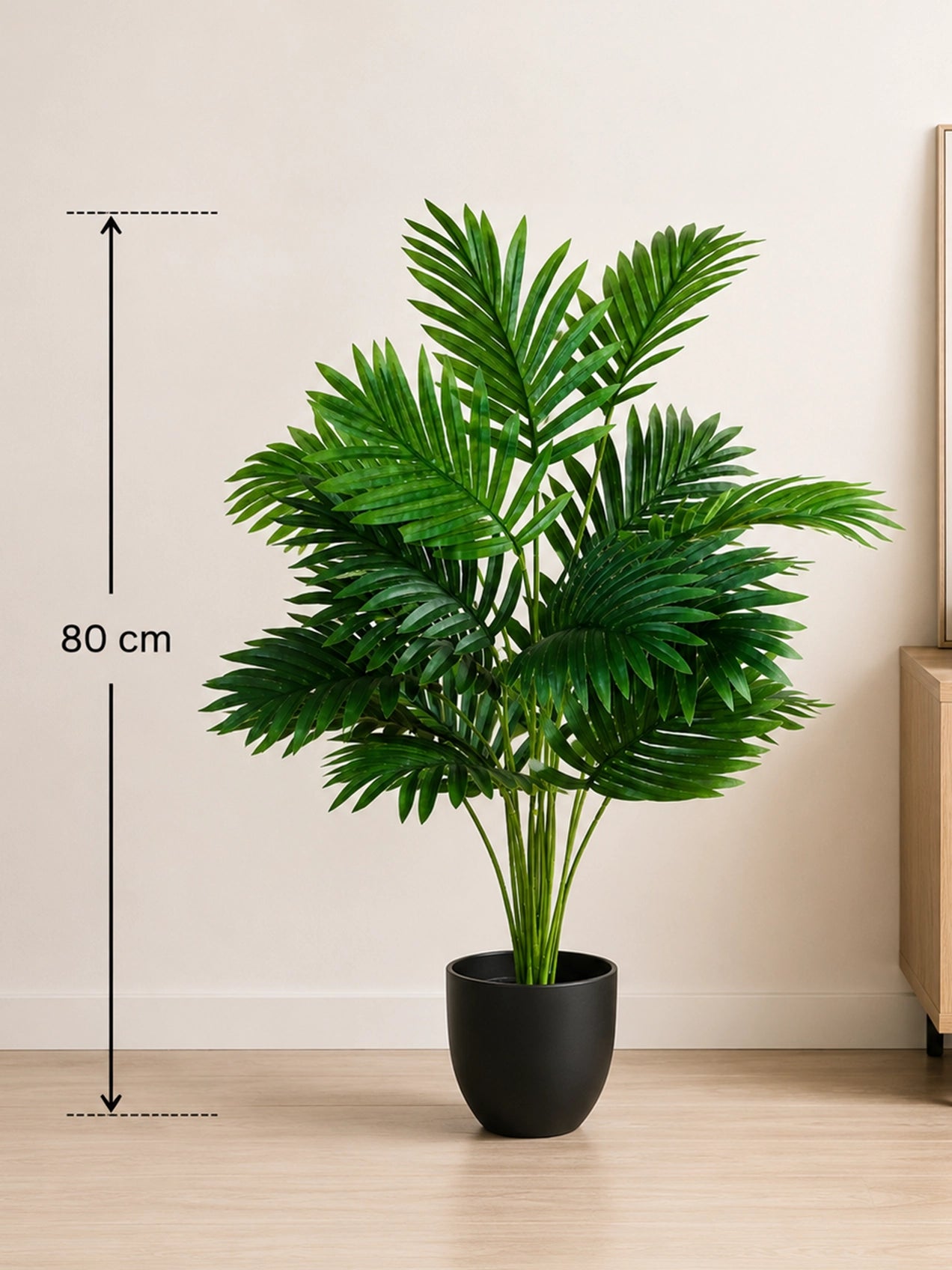 Artificial Areca Palm Plant | 80 cm | 18 Leaves | With Basic Pot