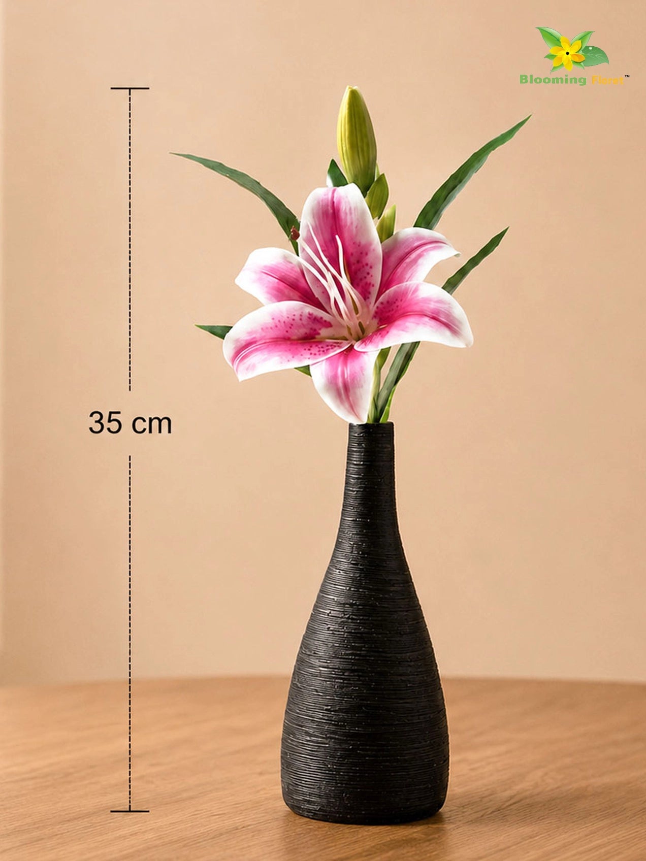 Artificial Lily Flower Stick | Dark Pink | 35 cm | Set of 2