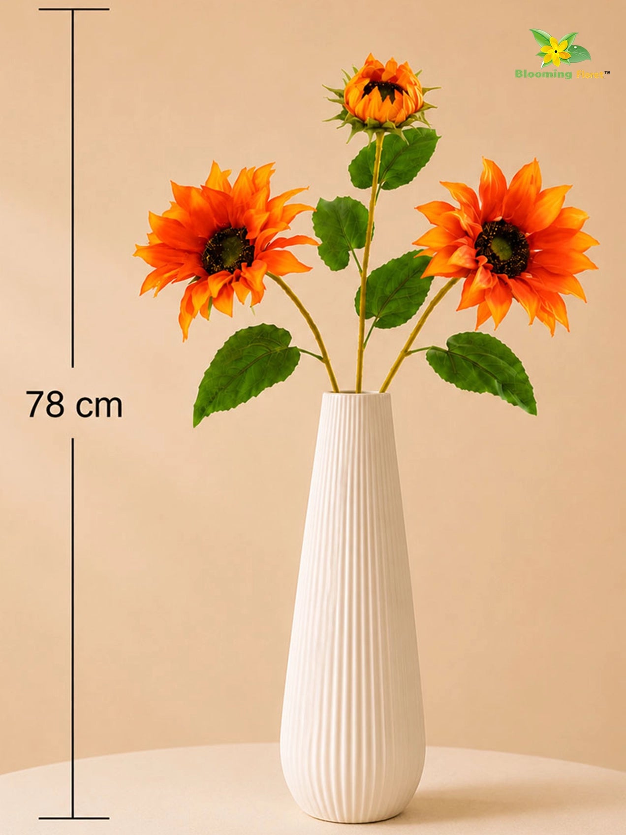 Artificial Sunflower Stick | Orange | 78 cm