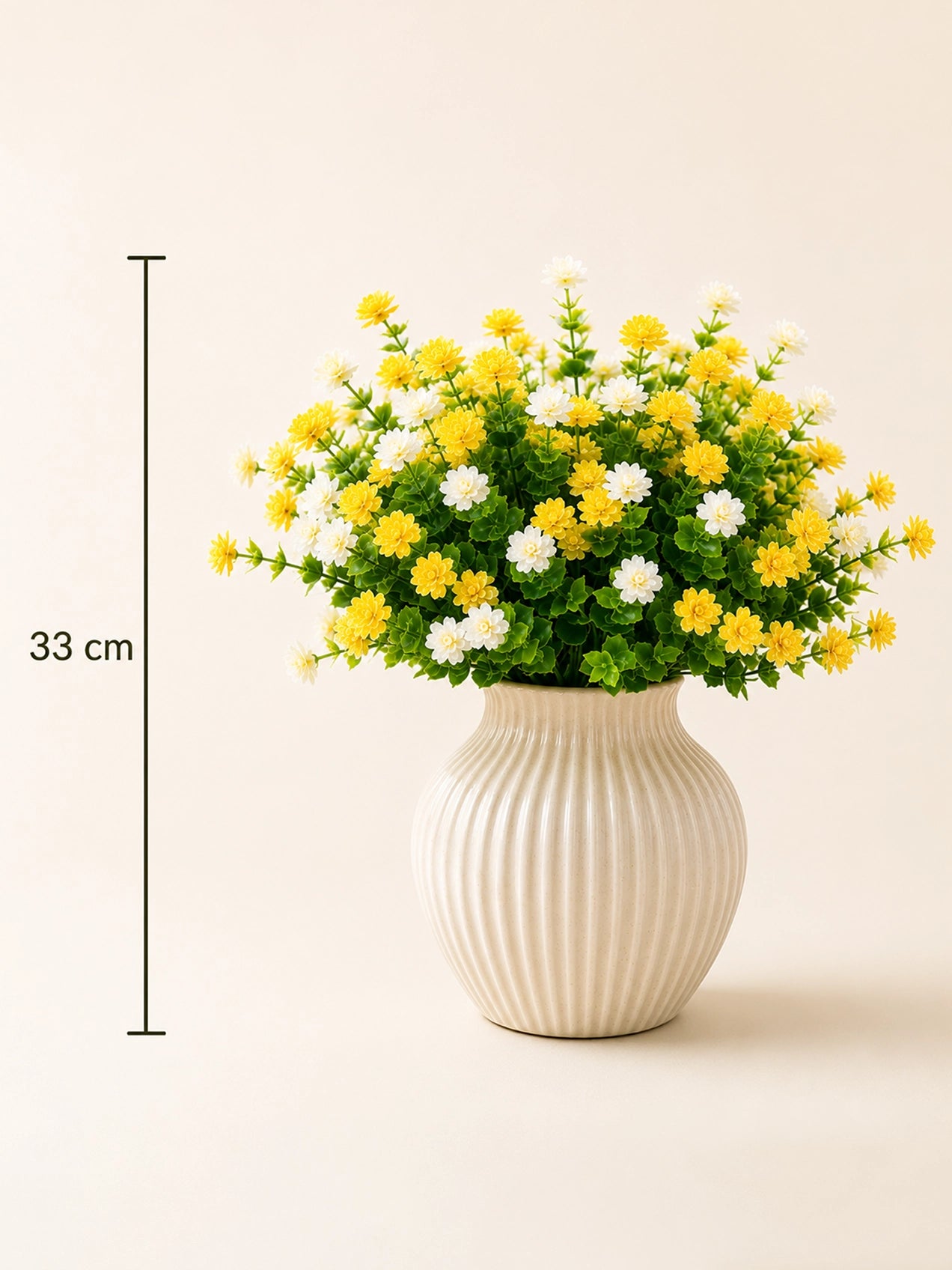 Artificial Kalanchoe Flower Bunch | Yellow and White | 33 cm