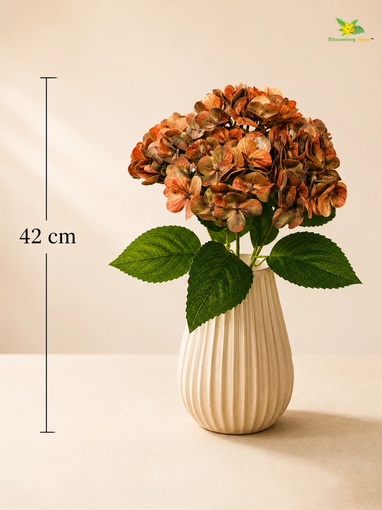 Artificial Hydrangea Flower Bunch | Dark Brown | 42 cm