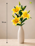Artificial Lily Flower Stick | Yellow | 78 cm