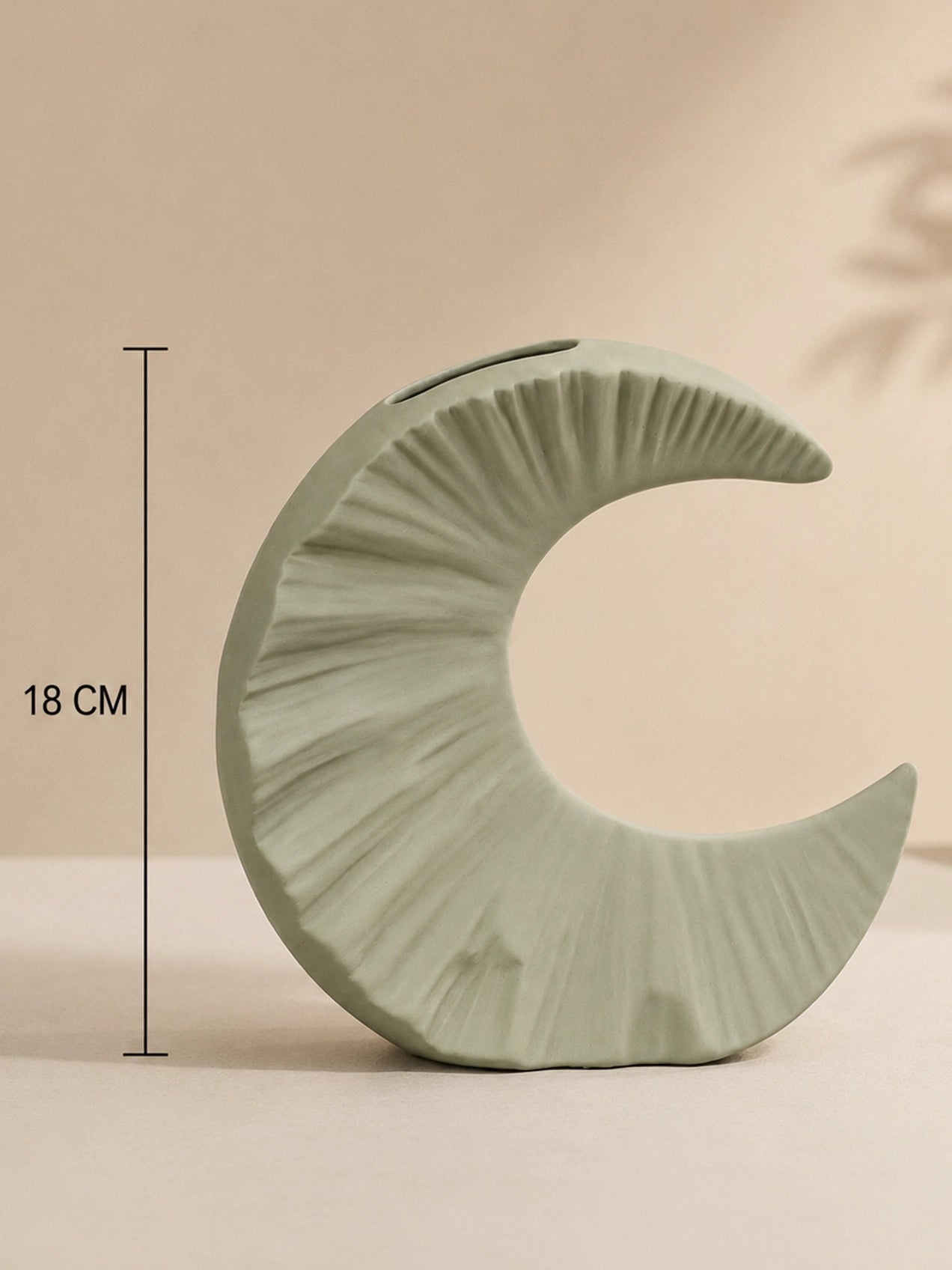 Half-Moon Ceramic Vase | Green | 18 cm