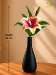 Artificial Lily Flower Stick | Yellow, Red | 35 cm