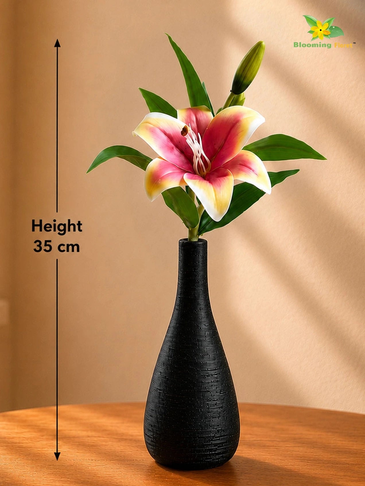 Artificial Lily Flower Stick | Yellow, Red | 35 cm