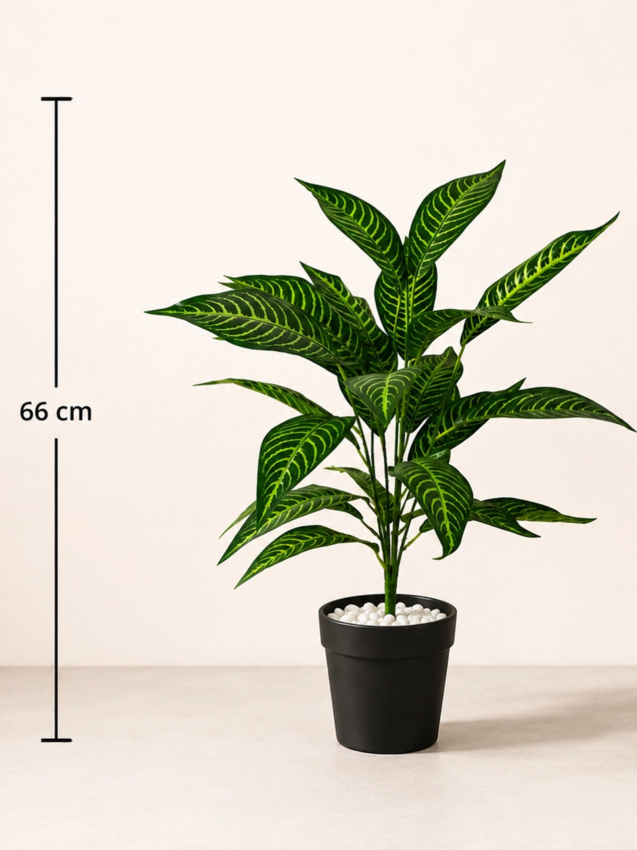 Artificial Green Iceton Croton Plant | 66 cm | 26 Leaves | With Basic Pot