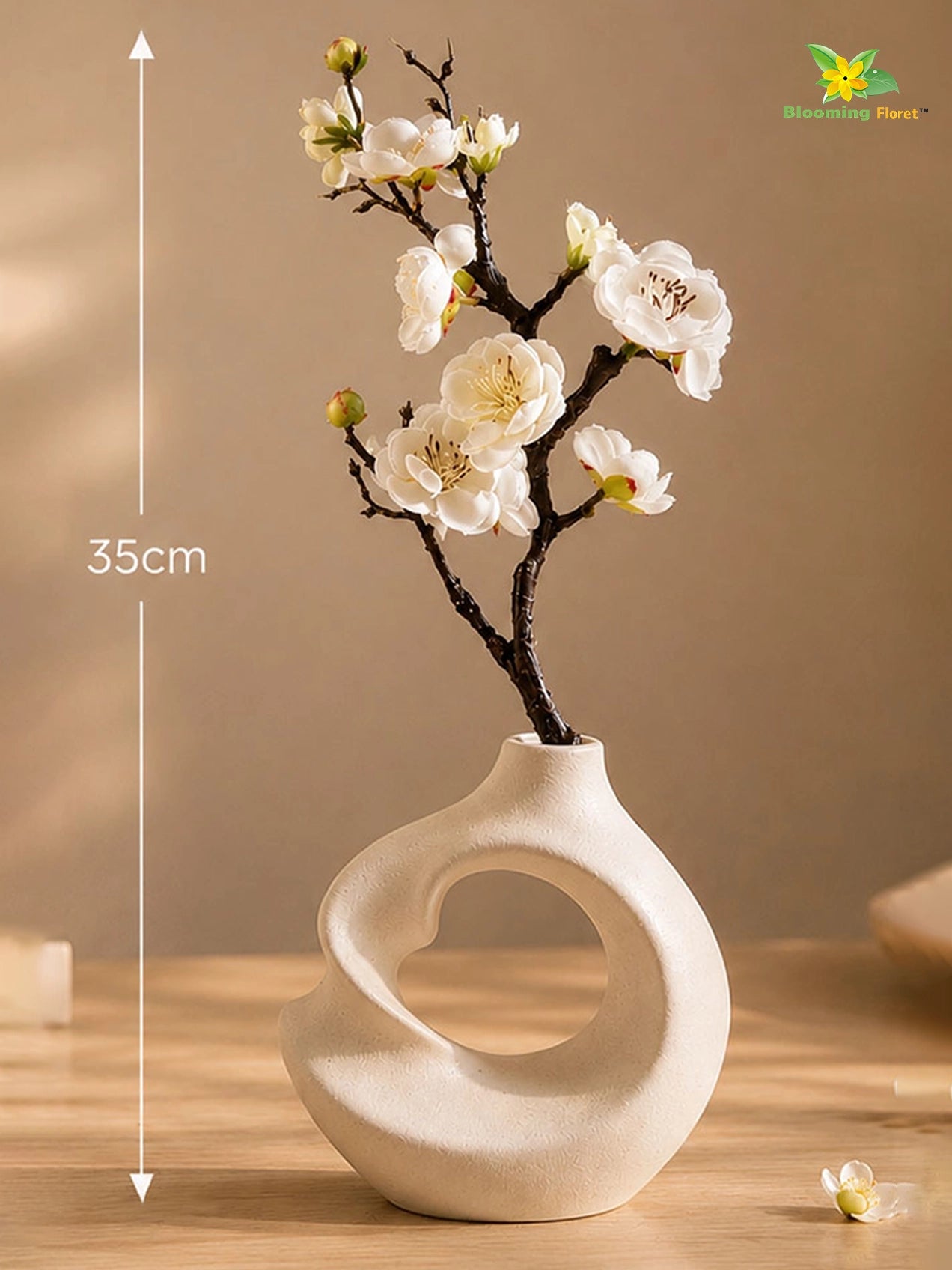 Small Plum Blossom Flower Stick | White | 35 cm | Set of 2