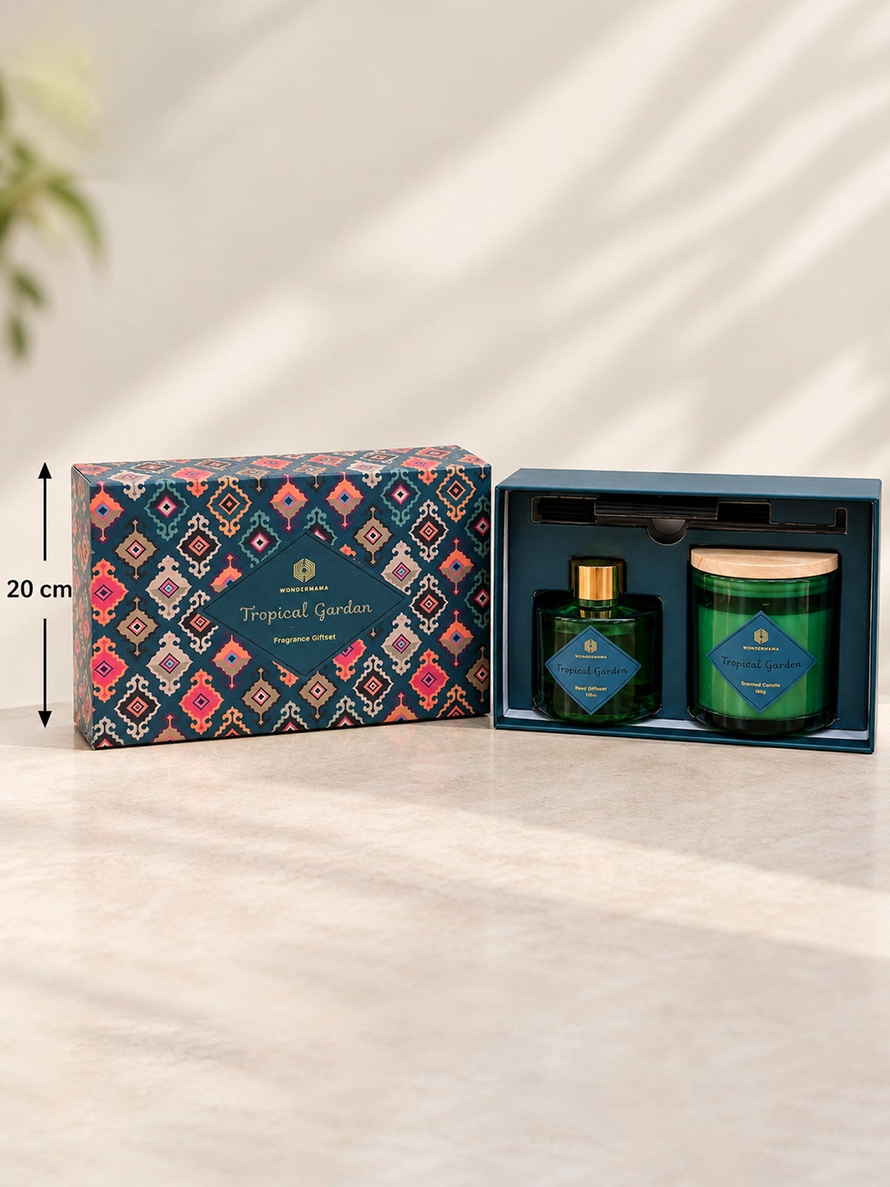 Reed Fragrance Diffuser & Candle Set | Tropical Garden | 26 cm