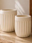 Ribbed Planter Set | Off White | 31 cm and 26 cm