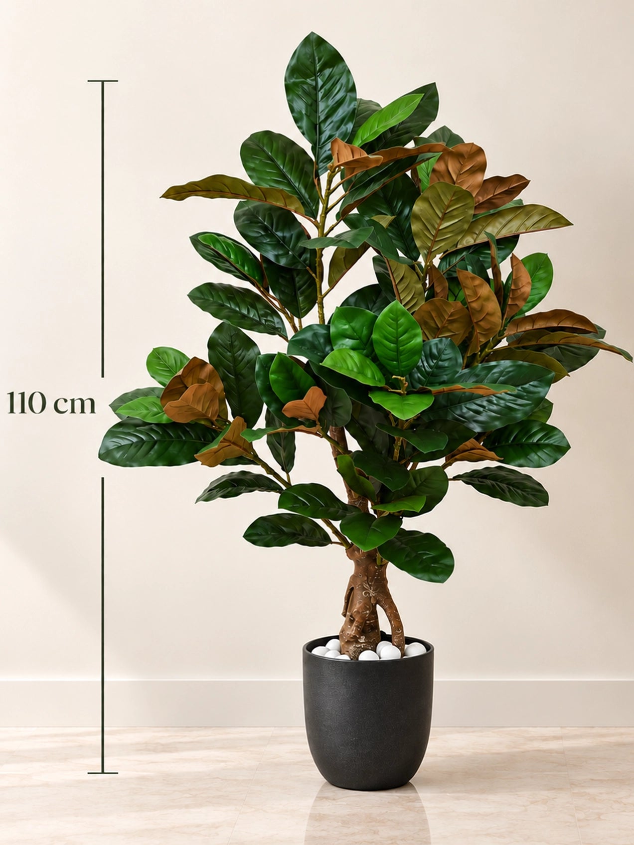 Artificial Croton Tree Plant | Green Leaves | 110 cm | With Basic Pot