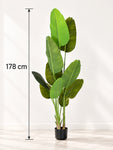 Artificial Banana Leaf Plant | 178 cm | With Basic Black Pot