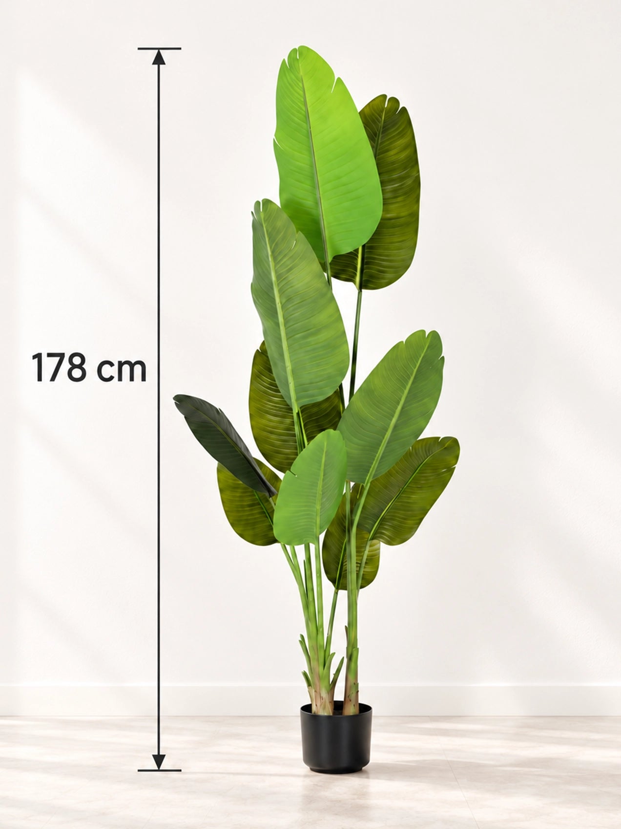 Artificial Banana Leaf Plant | 178 cm | With Basic Black Pot