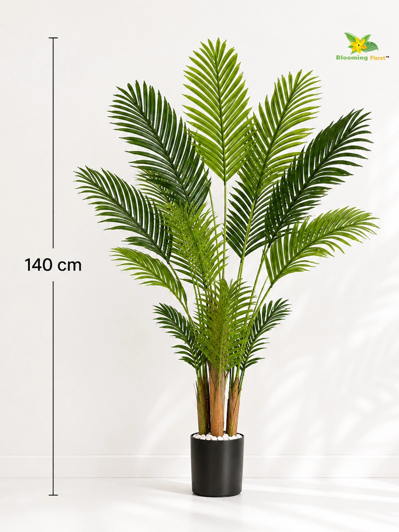 Artificial Areca Palm Plant | 140 cm | 18 Leaves | With Basic Pot