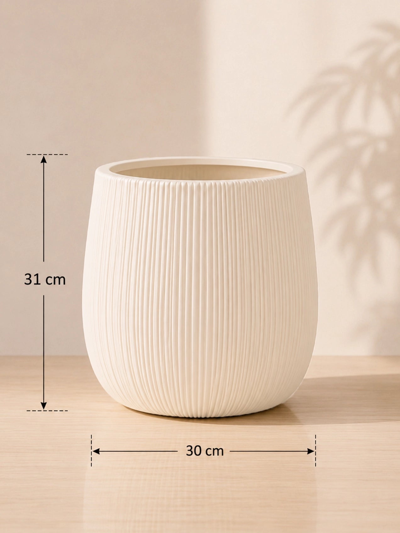 Ribbed Large Planter | Off White | 31 cm