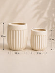Ribbed Planter Set | Off White | 31 cm and 26 cm