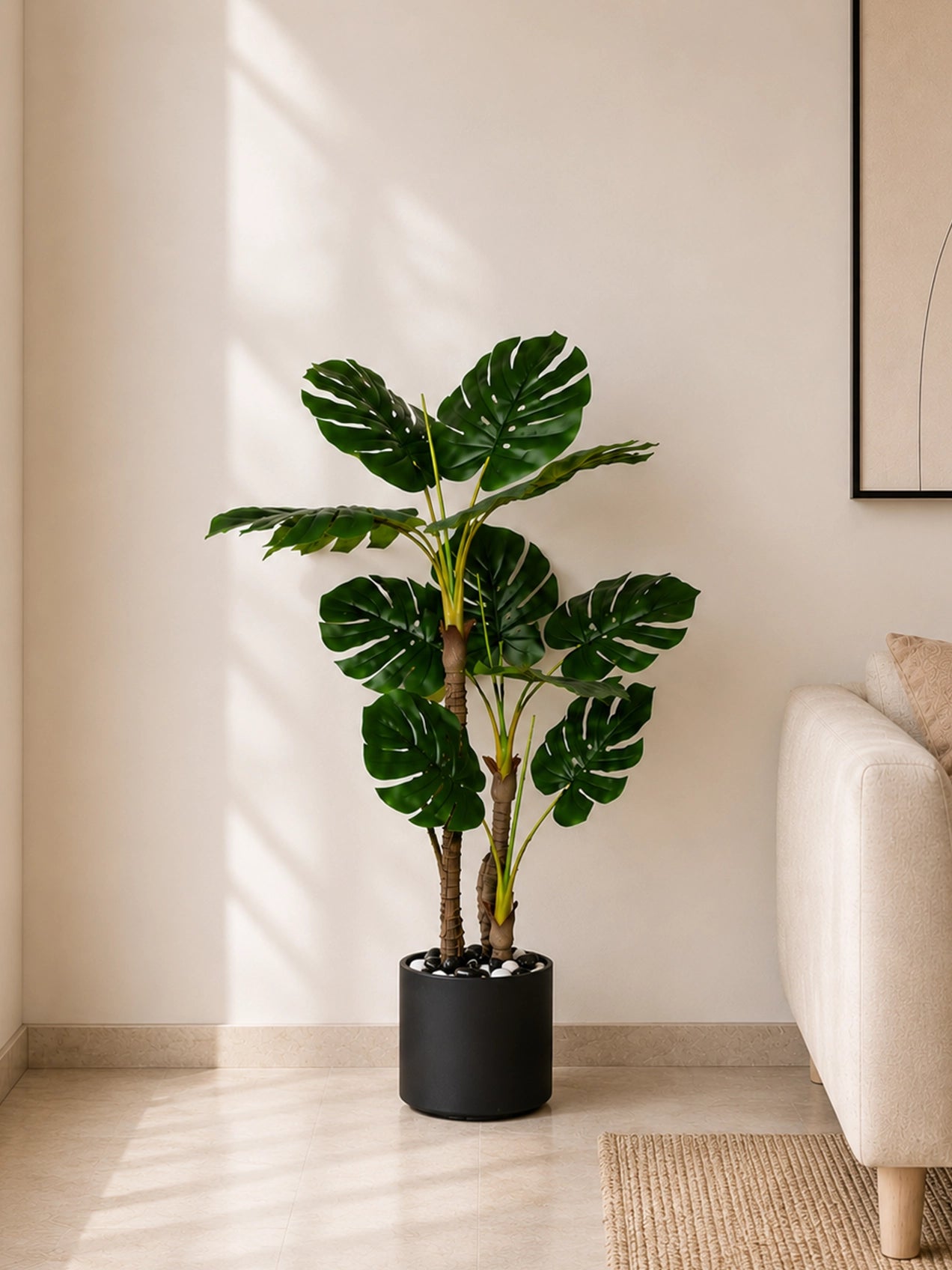 Artificial Monstera Plant | 120 cm | 3 Poles | 12 Leaves