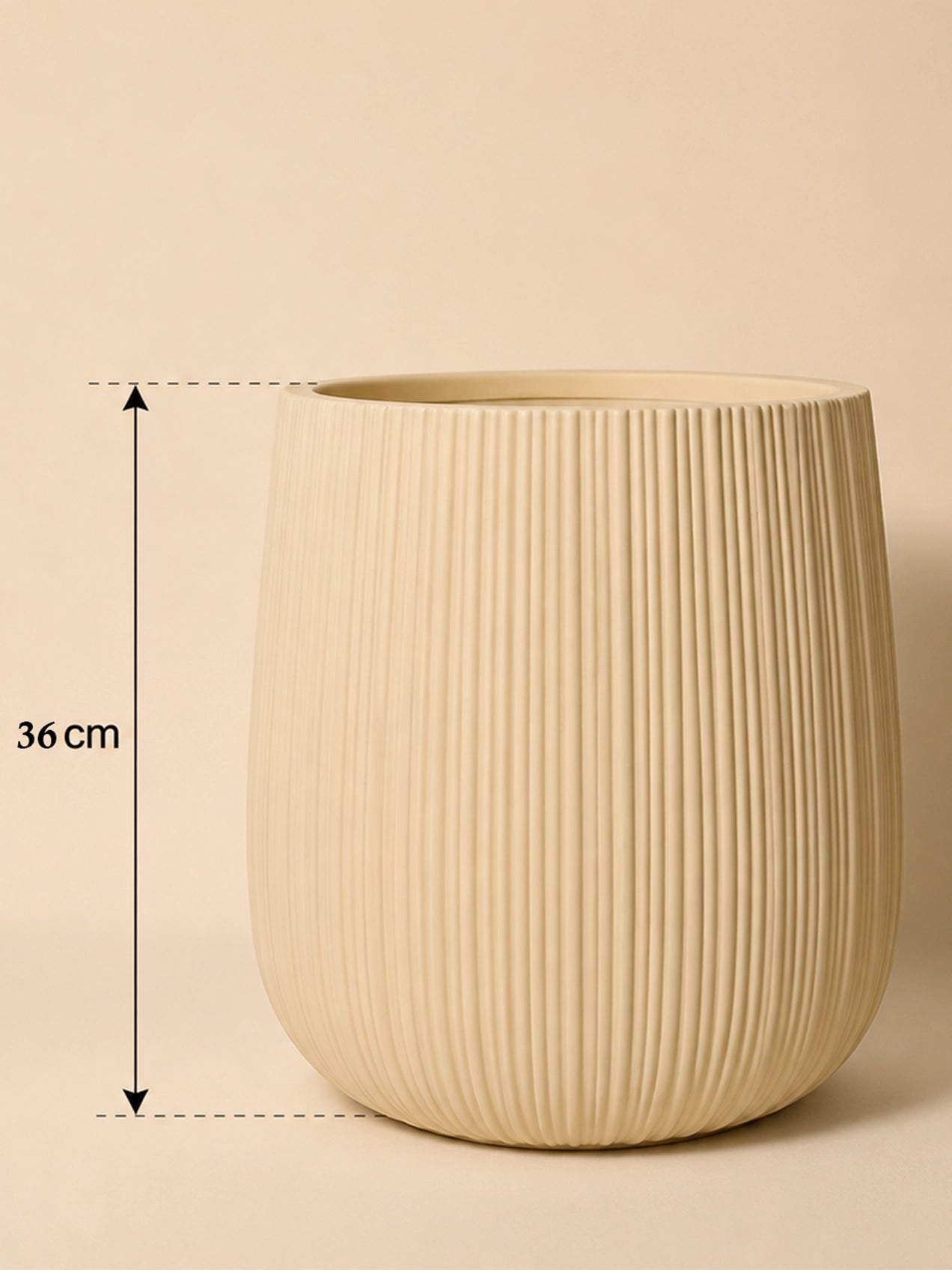 Ribbed Large Planter | Off White | 36 cm