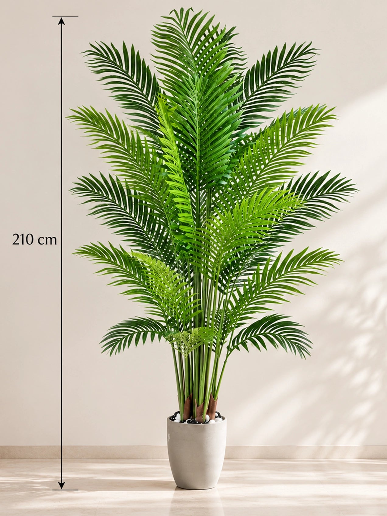 Artificial Areca Palm Plant | 210 cm | 21 Leaves | With Basic Pot