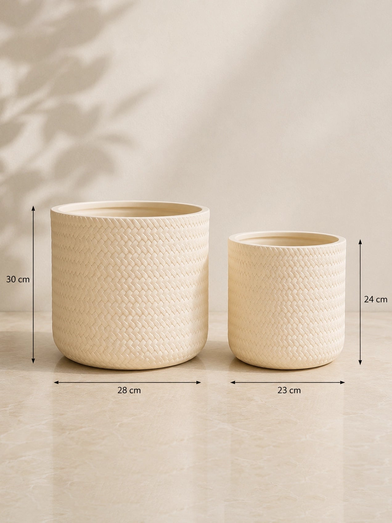 Textured Planter Set | Off White | 30 cm and 24 cm