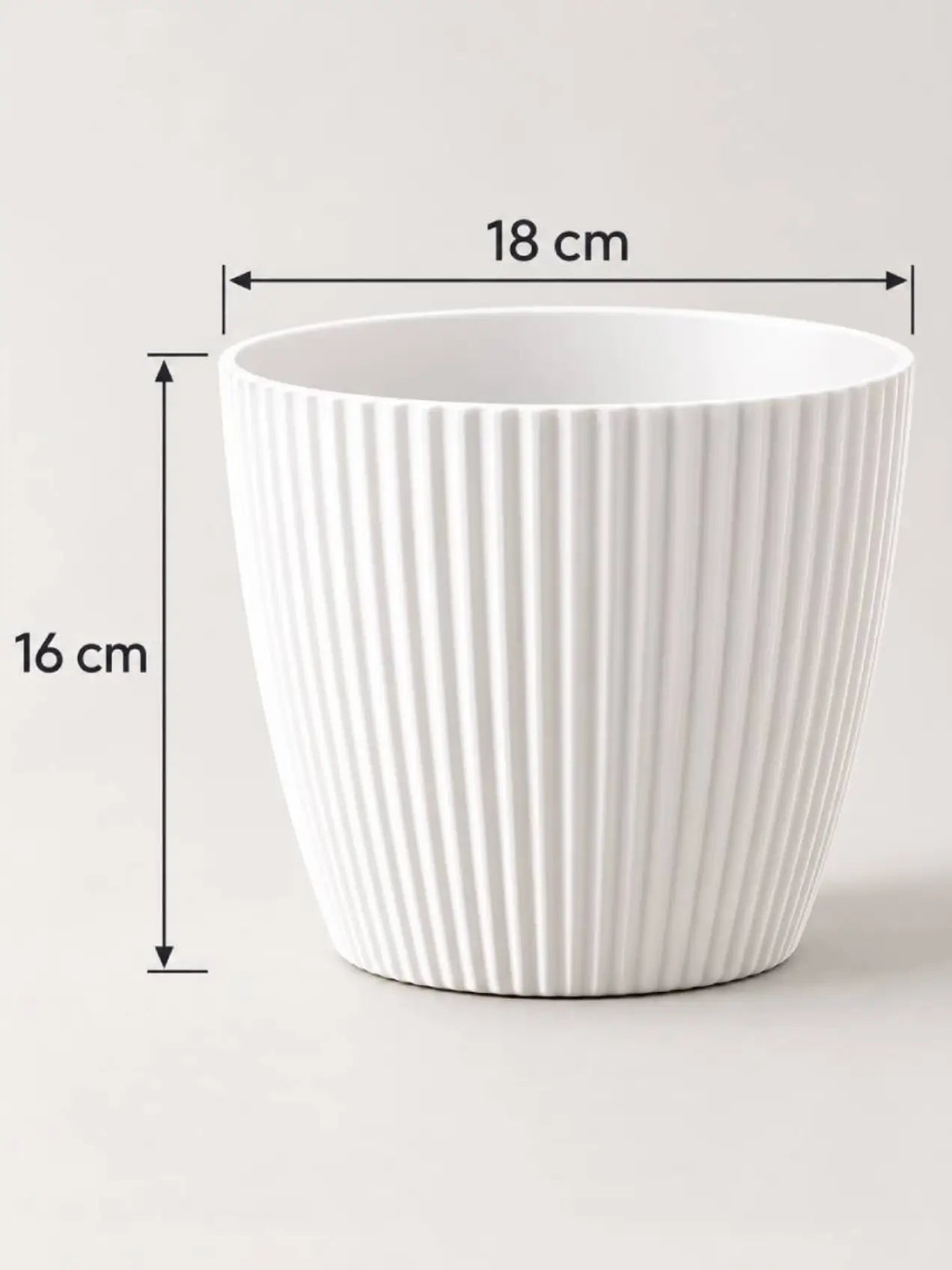 Elegant Ribbed Melamine Pot | White | 16 cm