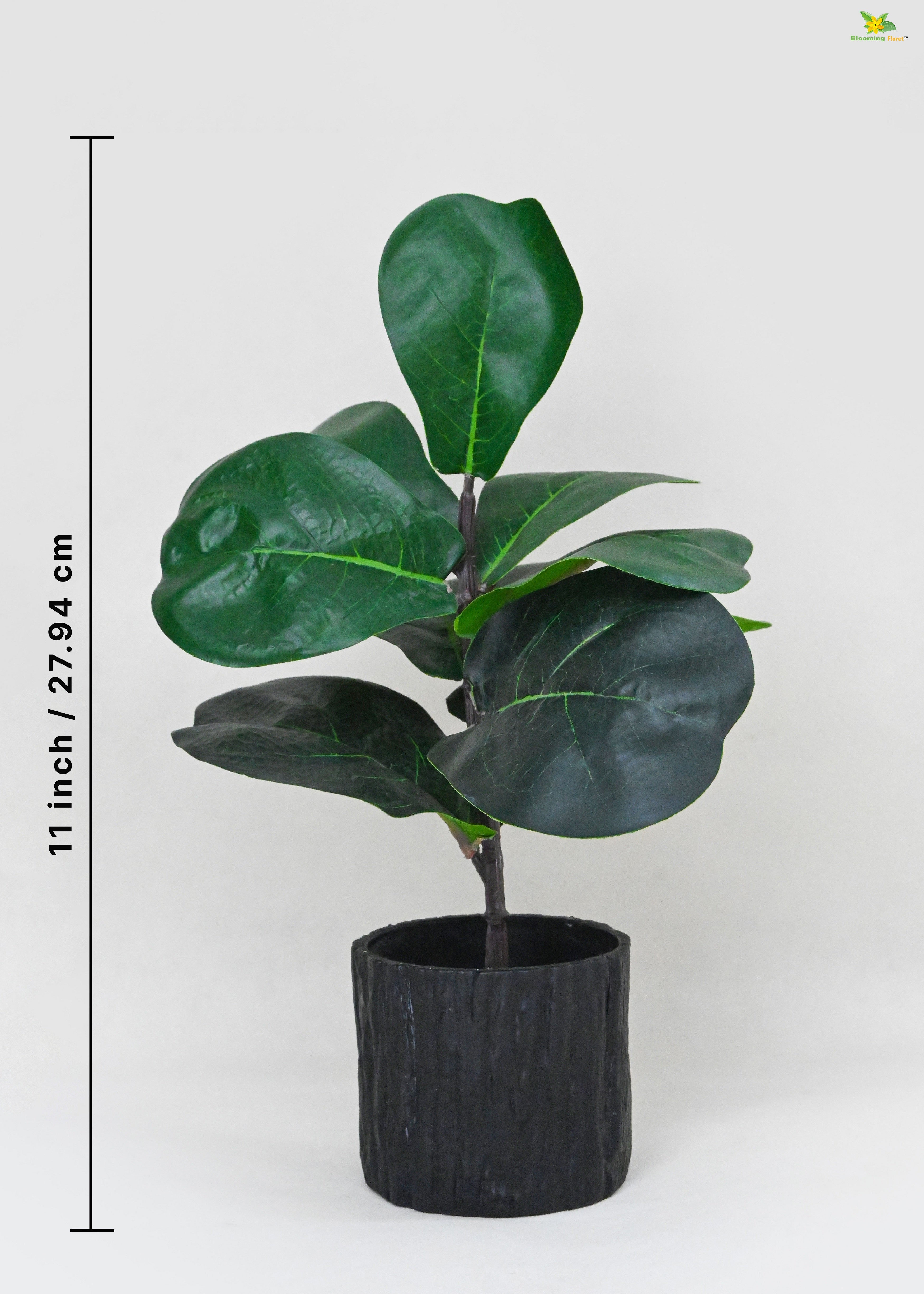 Artificial Fiddle-Leaf Fig Plant for Decor | 9 Leaves with Basic Pot | 27.9 cm