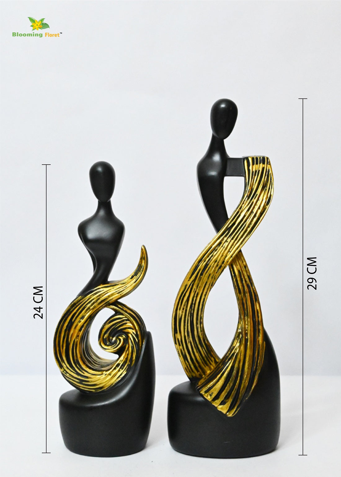 Serene Abstract Black & Gold Figures (set of 2)