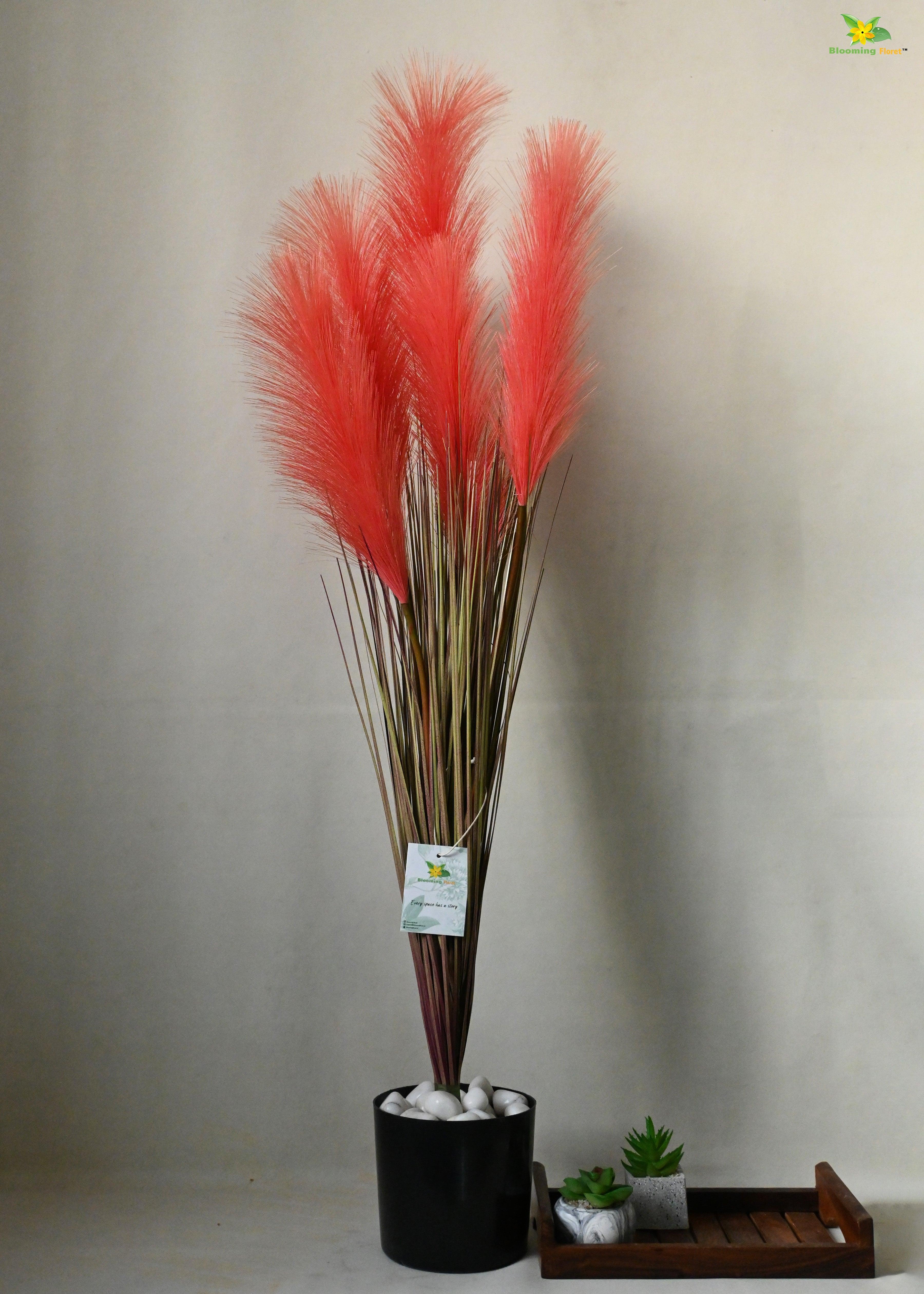 Artificial Flower Pampas Grass For Decor with Basic Pot | 93.9 cm Tall