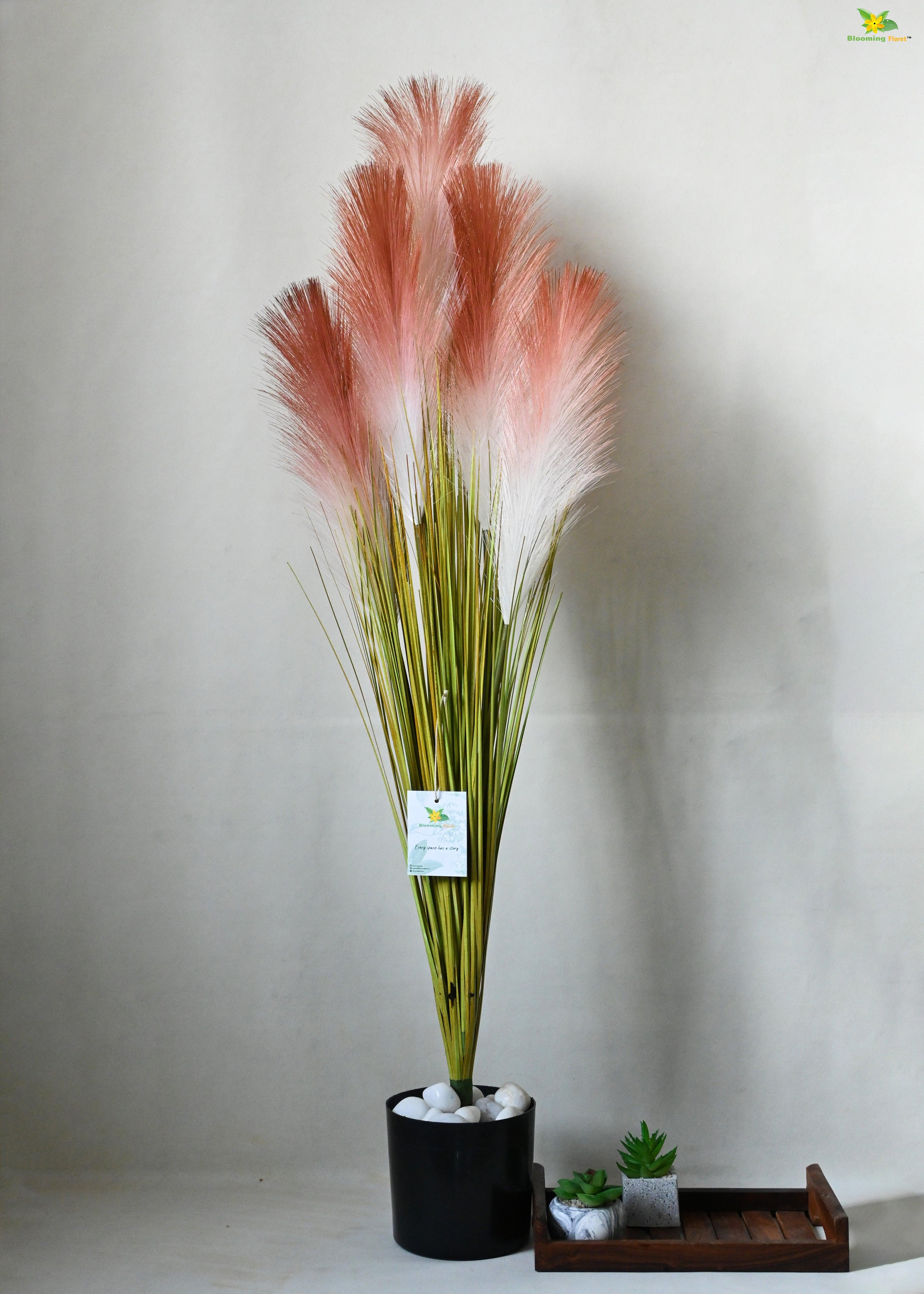 Artificial Flower Pampas Grass For Decor with Basic Pot | 93.9 cm Tall