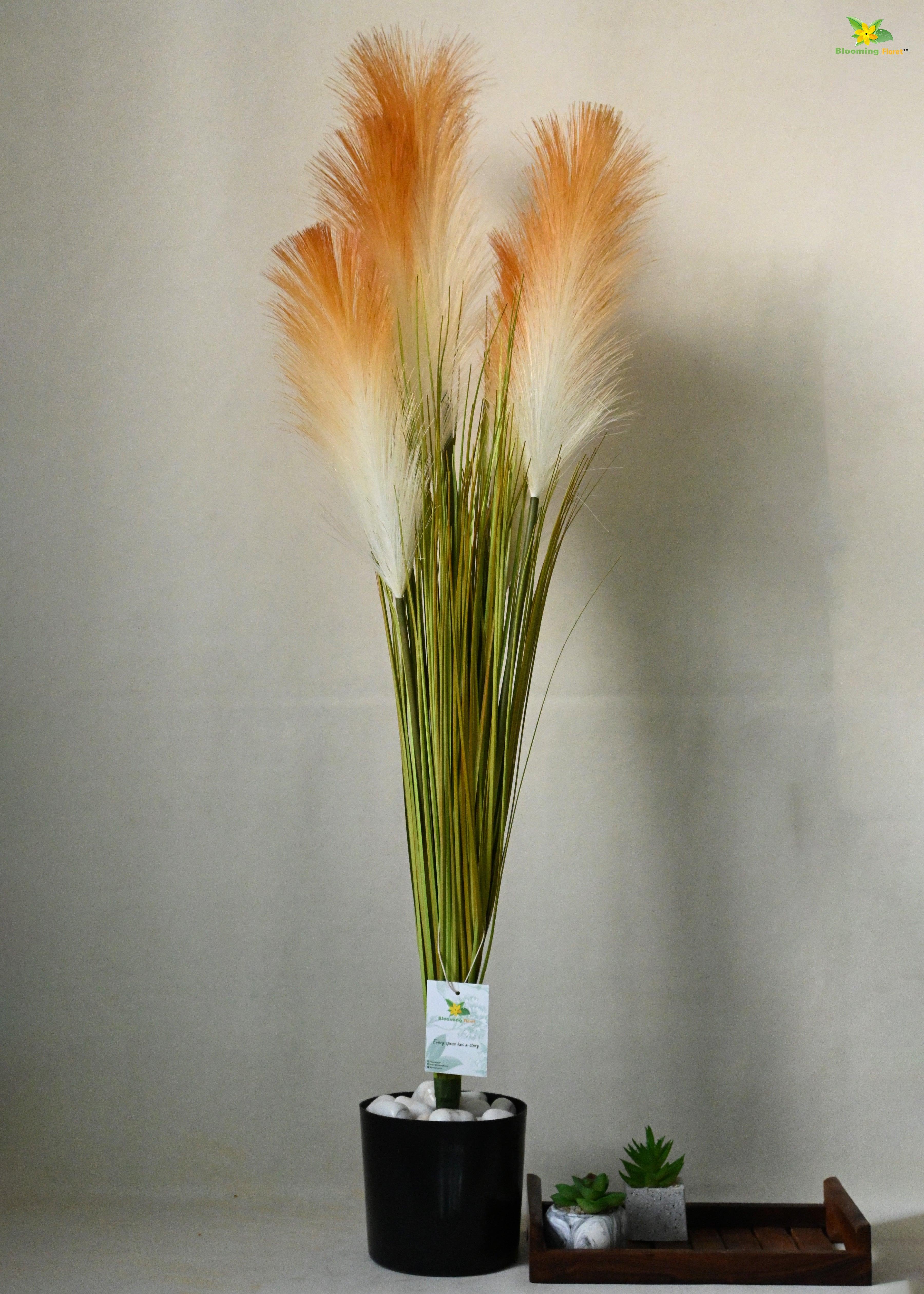 Artificial Flower Pampas Grass For Decor with Basic Pot | 93.9 cm Tall