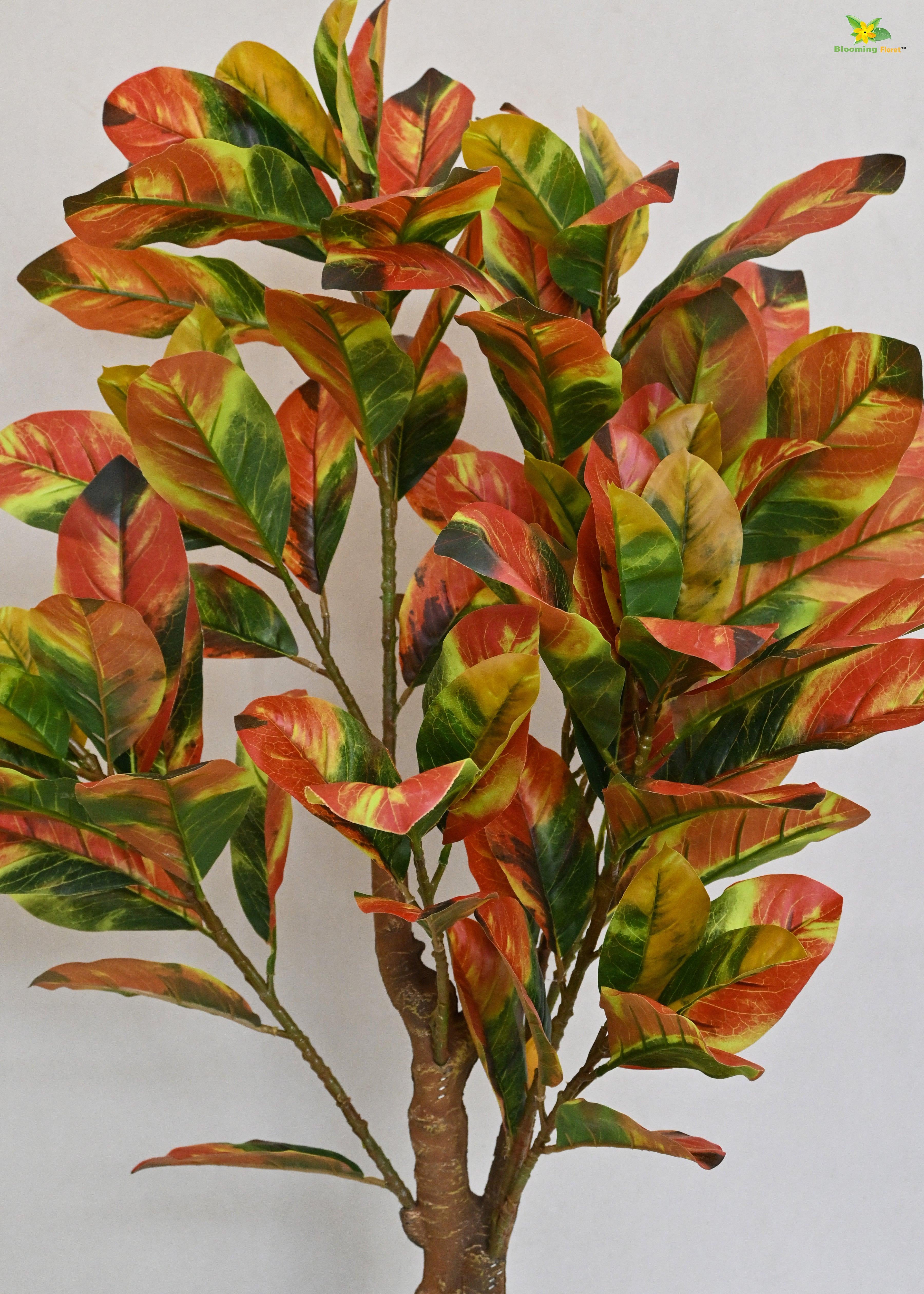 Artificial Croton Tree Plant for Decor with Basic Pot | 110 cm